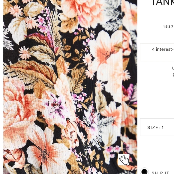 TANK TOP - CRINKLE GAUZE FLORAL BLACK - Picture 6 of 7